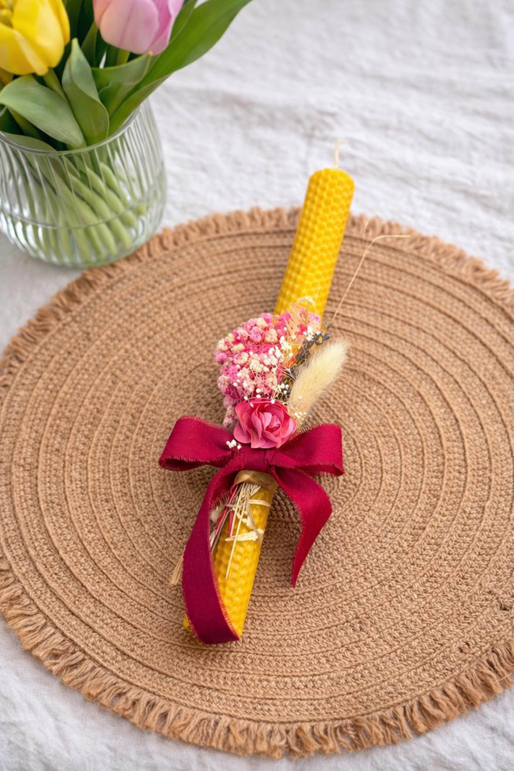 ΧΕΙΡΟΠΟΙΗΤΗ ΠΑΣΧΑΛΙΝΗ ΛΑΜΠΑΔΑ ΑΠΟ ΦΥΣΙΚΟ ΚΕΡΙ ΜΕΛΙΣΣΑΣ